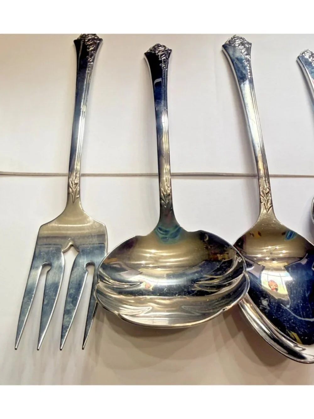 Oneida Cube Damask Rose Stainless Flatware Serving Set‎ Of 6